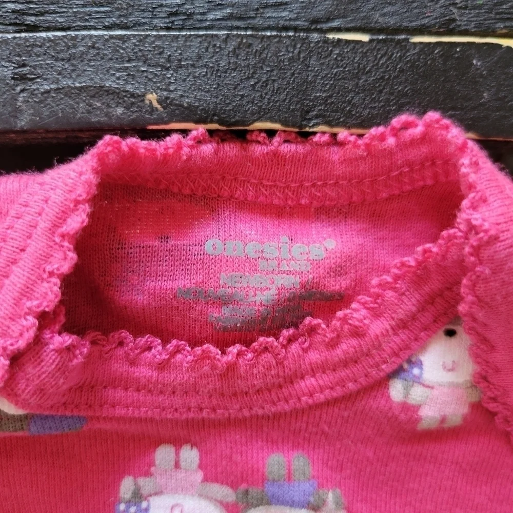 Onesies by Gerber NWOT Baby Girl Newborn Bundle Lot of 4 Short Sleeve Pink White